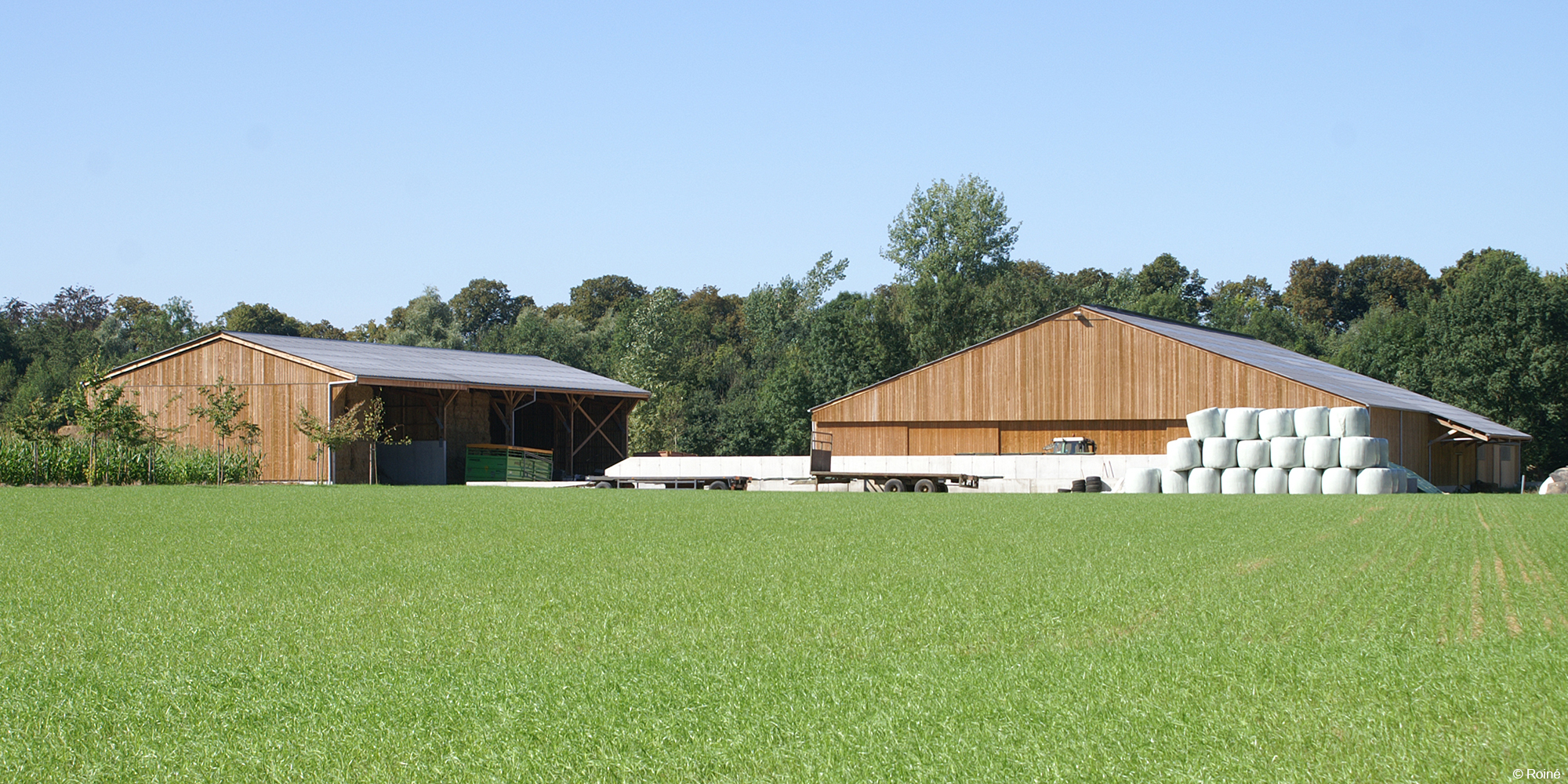 Bâtiment agricole en structure bois insertion paysagère